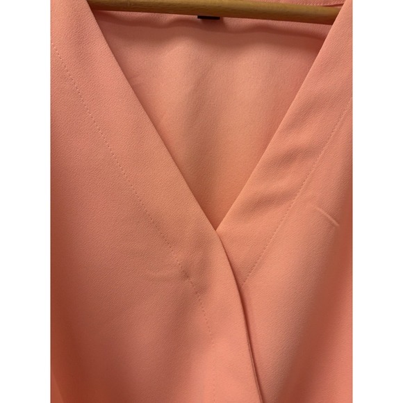 J. Crew Peach Faux Wrap Blouse w/Tie Size 12P Spring Office Careerwear Business - Picture 7 of 10